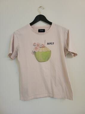 Reserved Maui Light Pink Coconut Drink Tee SZ S
